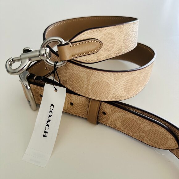 NWT Coach Reversible Strap In Signature Canvas Silver/Sand/Taupe $98 - Picture 1 of 3